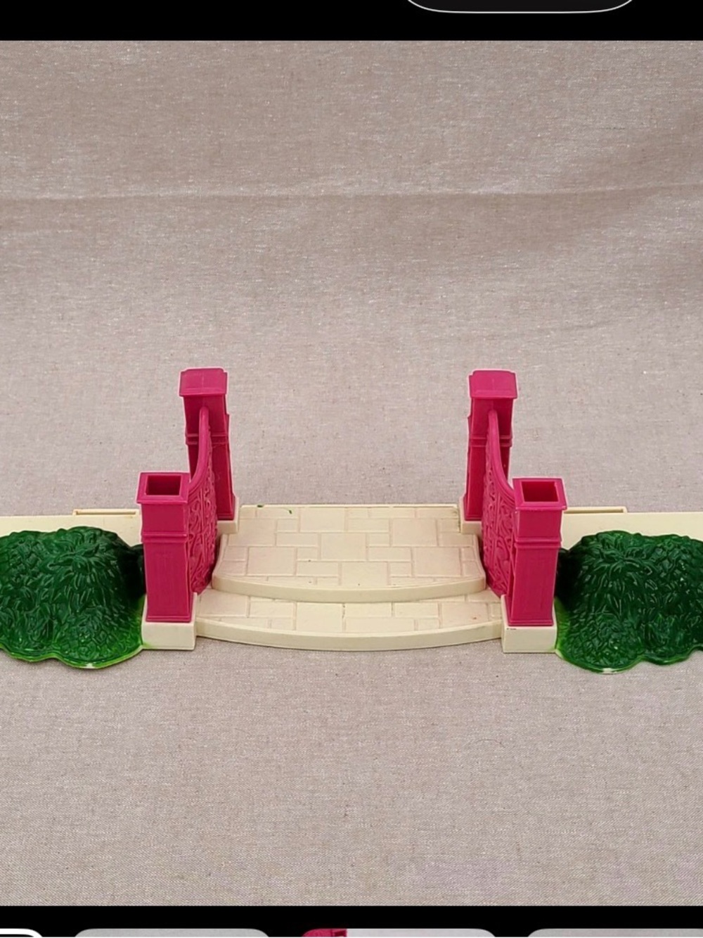 Fisher-Price Pink and Cream Doll Gate with Green Shrub Accents